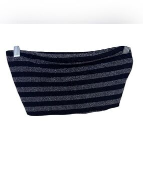 3/$15 Windsor metallic silver and back Striped Tube Top size m